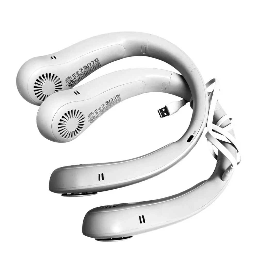 Two Portable White Electric Neck Fan Personal Cooling
